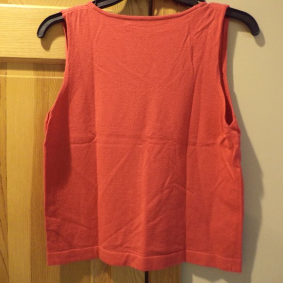 💐🌷🌺 COMPANY ELLEN TRACY V-NECK TANK TOP~RED~Large - Picture 3 of 3